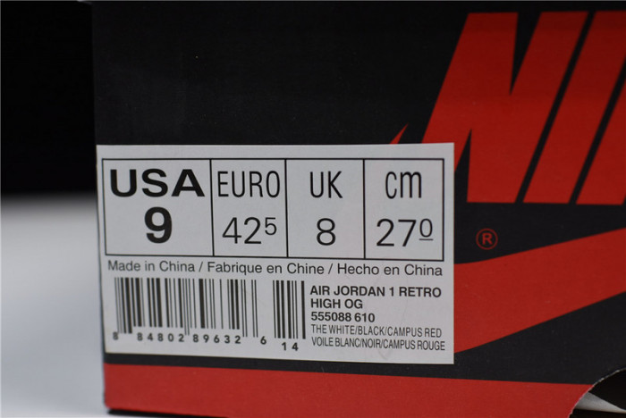 Air Jordan 1 Retro High OG Bred Toe 555088-610